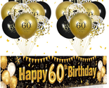 60Th Birthday Decorations for Men Women Black and Gold, Black Gold Birth... - $23.85