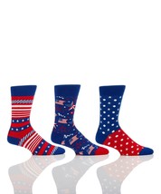 Yo Sox Men's Premium Crew Socks 3 Pairs 4th of July Motifs Blue  Red Cotton 7-12