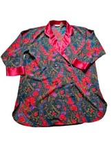 Victorias Secret Gold Label Womens Night Shirt Size M Red Rose Paisley Vtg - £23.29 GBP