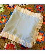 Vintage Dresser Scarf 43x12 Light Blue White Ruffled Ruffle Lace - $13.67 CAD