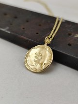 Gold necklace. 14 karat solid yellow gold necklace Raw pendant. Handmade pendant - $880.00