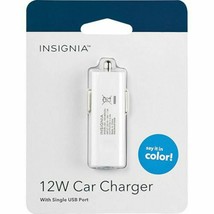 NEW Insignia 12W USB Car Charger White/BLUE Phone Universal 5v/2a iPad/iPhone - £3.75 GBP