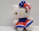 2013 Sanrio Hello Kitty Patriotic Dress Bow Stars Mini 4&quot; Plush Brown Eyes - £38.84 GBP