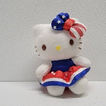 2013 Sanrio Hello Kitty Patriotic Dress Bow Stars Mini 4&quot; Plush Brown Eyes - £38.71 GBP