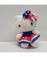 2013 Sanrio Hello Kitty Patriotic Dress Bow Stars Mini 4&quot; Plush Brown Eyes - £38.76 GBP