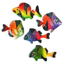 5 Hand Painted Tropical Fish Ceramic Patio Wall Decor Talavera Mexico Signed JMM - £69.39 GBP