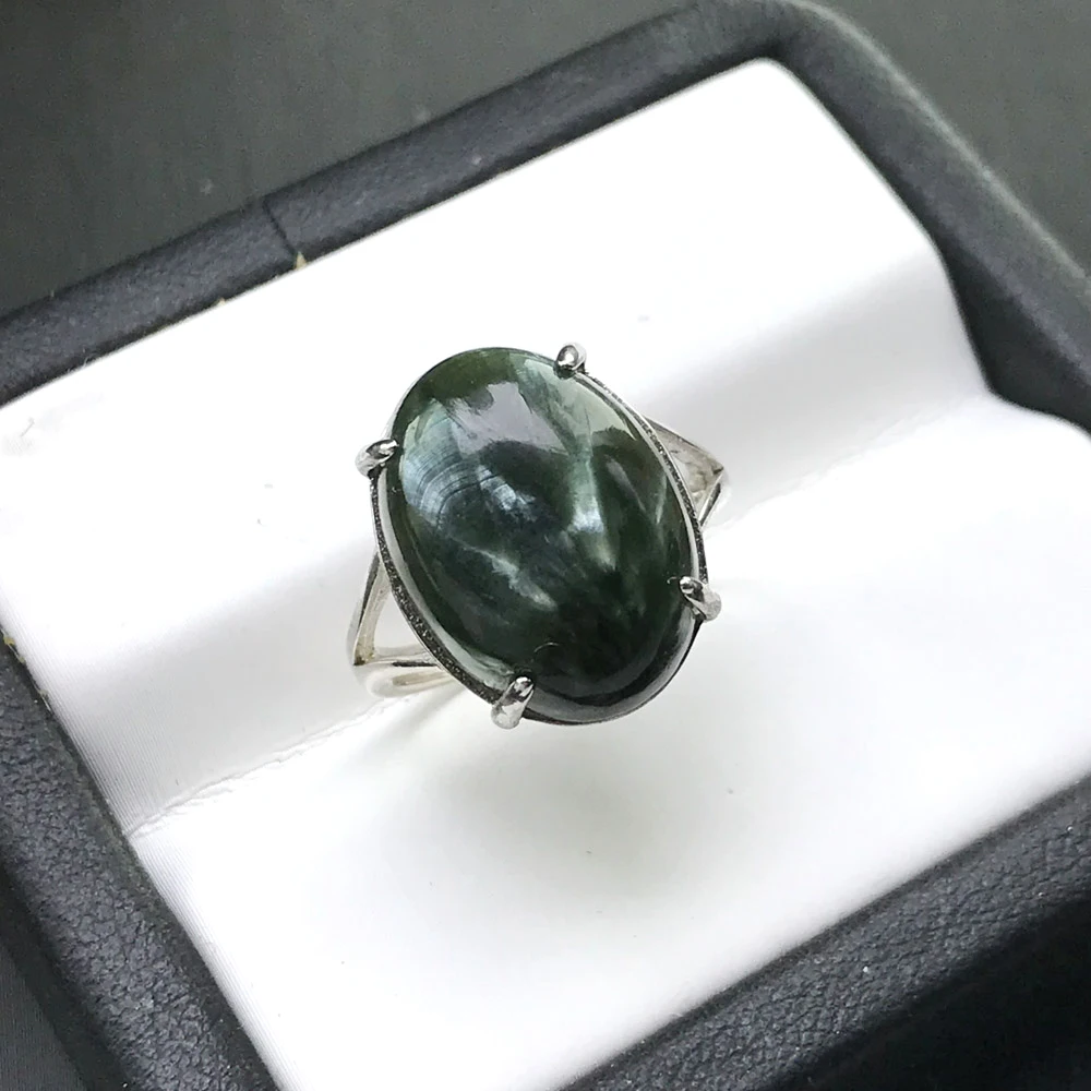  Green Seraphinite Rings  925 Silver Charoite Gemstone for Women Lady Jewelry Pa - £83.37 GBP