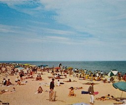 Rehoboth Beach Delaware Postcard Beach Swimmers Sun Bathers Ocean View Unused - £9.90 GBP