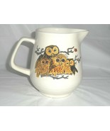 Owl Family Perched on Limb Pitcher Creamer Ceramic Owl Family Retro Enes... - $19.99