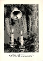 Vtg German Postcard Frohe Weihnacht (Merry Christmas) Bell unused tree Candels - $5.50