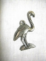 Art Deco Flamingo Standing Bird Usa Cast Pewter Pendant On Adj Cord Necklace - £6.77 GBP