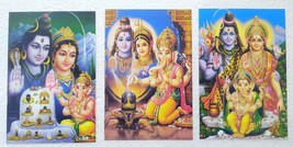 3 x Lord Shiva Parvati Ganesh Religious Original Post Card Postcards Hin... - $9.99