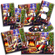 SANTA CLAUS VINTAGE CHRISTMAS TREE FIREPLACE LIGHT SWITCH OUTLET ART WAL... - $17.99+