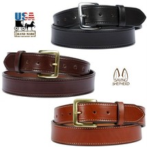1½&quot; Wide Stitched Bridle Leather Belt - 10/12 Oz Thick Dress Work Amish Made Usa - £49.70 GBP+