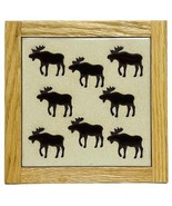 Vtg Masterworks Handmade Ceramic Tile Trivet Moose Herd Wall Art Made US... - $19.00