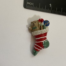 Christmas Pin Full Stockings Toys Teddy Bear - $6.40
