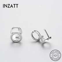 INZATT Trendy Real 925 Silver Double Circle Hoop Earrings Chic Punk For Women Pa - £15.59 GBP