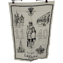Vintage Royal Burgh of Lanark Scotland Souvenir Tea Towel Coat of Arms 19 x 30 - £18.62 GBP
