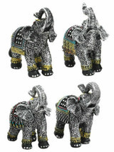 Majestic Indian Elephant Festival Hinduism Decorated Elephants Statue Set of 4 - £27.35 GBP