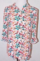 Talbots Womens XS Top Button Down Floral Multi Color Birds Long Sleeve Career  - £20.53 GBP