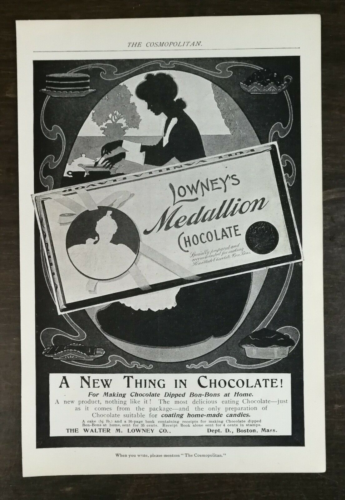 Primary image for Vintage 1901 Lowney's Medallion Chocolate Full Page Original Ad 721