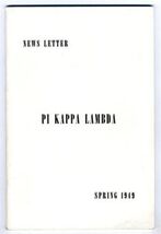 Pi Kappa Lambda 1949 National Music Honor Society  Spring News Letter - $13.86