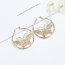 18k Layered real Gold Filled Round Butterfly Hoop Earrings - $11.65