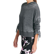 DKNY Womens Activewear Sport Relaxed Cinch Sleeve Hoodie Size Small Color Black - £45.66 GBP