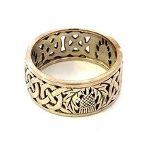Vtg Sterling Silver Signed Pscl Peter Stone Scottish Celtic Thistle Ring 11 1/2 - £45.93 GBP