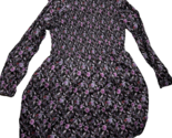 Gap Purple Black Floral Smocked Long Sleeve Dress Ruffles XXL Pockets - $16.82