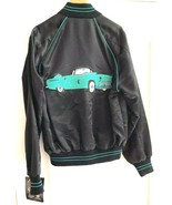New Style Auto Vintage Satin Jacket Embroidered Thunderbird 1956 Black T... - $2,446.07 MXN
