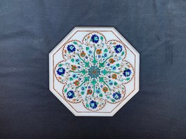 12&quot;x12&quot;  Vintage Pietra Dura marble gem stone inlay table top - $380.16