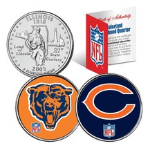 CHICAGO BEARS * Retro &amp; Team Logo * Illinois Quarters 2-Coin US Set NFL ... - $231.12 MXN
