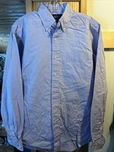 Ralph Lauren Men’s 15.5 M Blue Red Check LS Button Down Custom Fit Cotton Shirt - £15.18 GBP
