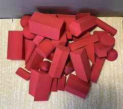 Foam Geometric Solid Blocks 3D Shapes 42 Red pieces - £18.73 GBP