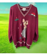 Vtg 1993 Susan Bristol Lady Golfer Cotton Ramie V-neck Sweater Size Medi... - $59.39