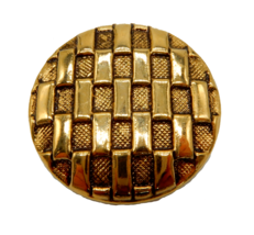 Vintage gold tone metal basket weave pattern round scarf clip - £9.43 GBP