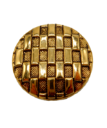Vintage gold tone metal basket weave pattern round scarf clip - £9.41 GBP