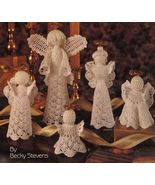 9 Vintage Crochet Angels Victorian Christmas Tree Top Leisure Arts Patterns - £10.20 GBP