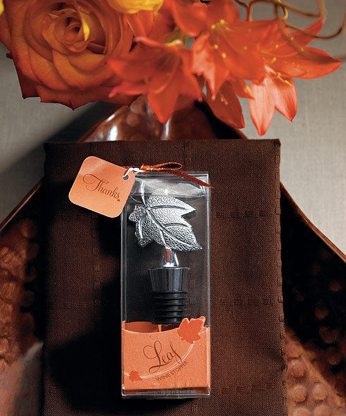 1 Autumn Fall Leaf Wedding Design Wine Bottle Stopper Favor Reception Drink Gift - $6.58