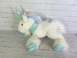 2001 Commonwealth Unicorn Plush Stuffed Animal Toy White Teal Pastel Cud... - $86.63