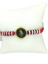 DIVINE MERCY Red Cord Religious Bracelet Adjustable PULSER Jesus D.Miser... - £7.77 GBP