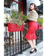 Mermaid Bodycon Red or Black Midi Skirt Pinup Vintage Inspired Made in USA - £34.59 GBP