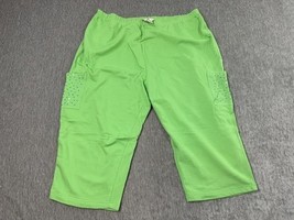 Quacker Factory Capri Pants Womens 3X Green Rhinestone Pockets Elastic W... - $19.79