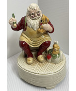 Vintage Otagiri Japan Santa Work Shop Ceramic Wind Up Music Box JOY TO T... - £13.66 GBP