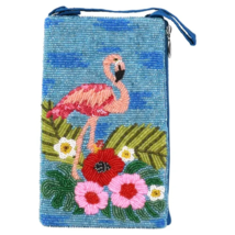 BAMBOO TRADING HAND BEADED Club Bag Flamingo Follies - $37.62