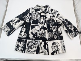 CJ Banks Cubist Picasso Print Art to Wear Twill Jacket Funky Women&#39;s SIz... - $49.49