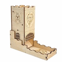 Castle Dice Tower With Tray Wood Laser Cut Dragon Carving Easy Roller Perfect Fo - £32.06 GBP
