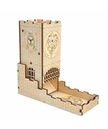 Castle Dice Tower With Tray Wood Laser Cut Dragon Carving Easy Roller Pe... - £31.59 GBP