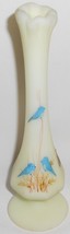 Fenton Artist Signed Custard Satin Glass 8&quot; Swung Bud Vase Made In Usa - £31.64 GBP